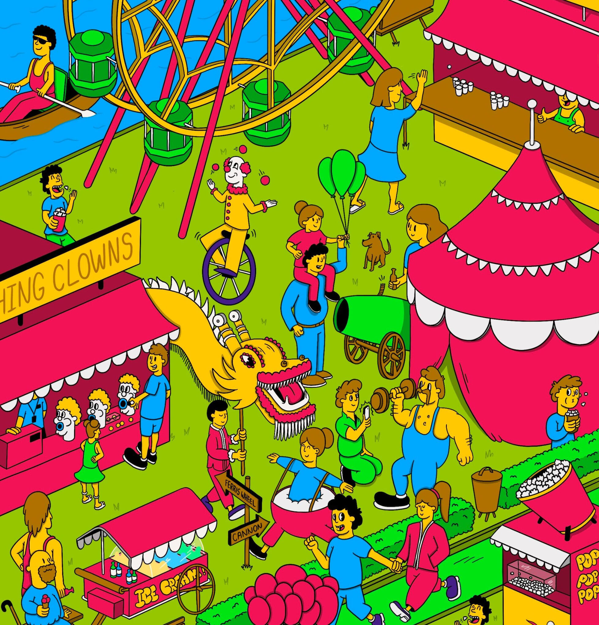 a search and find books artwork on a city thoroughfare